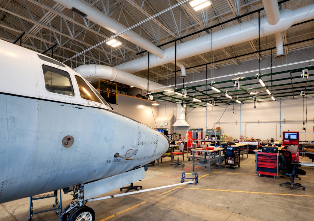 Interior of BBCC Aviation Maintenance which shows an airplane